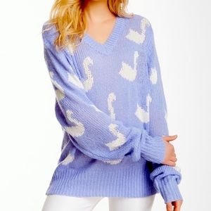 Wildfox White Swan V Neck Sweater